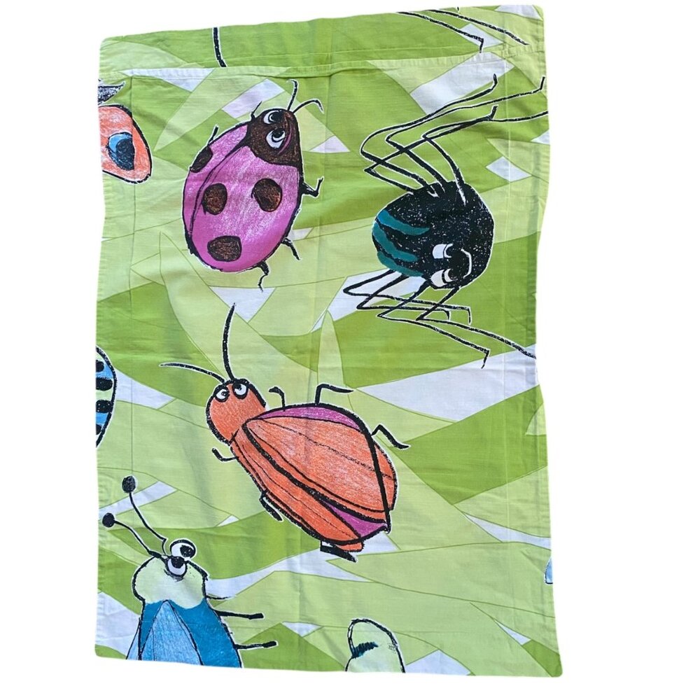 Ikea Barnslig‎ Bugs Print Kids Pillowcase Sham Cotton Green Bee Ladybug Spider